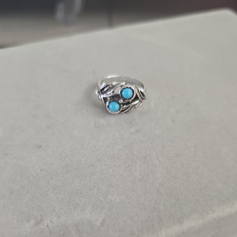 Vintage Signed Sarah Coventry Adjustable Turquoise Ring 1980's